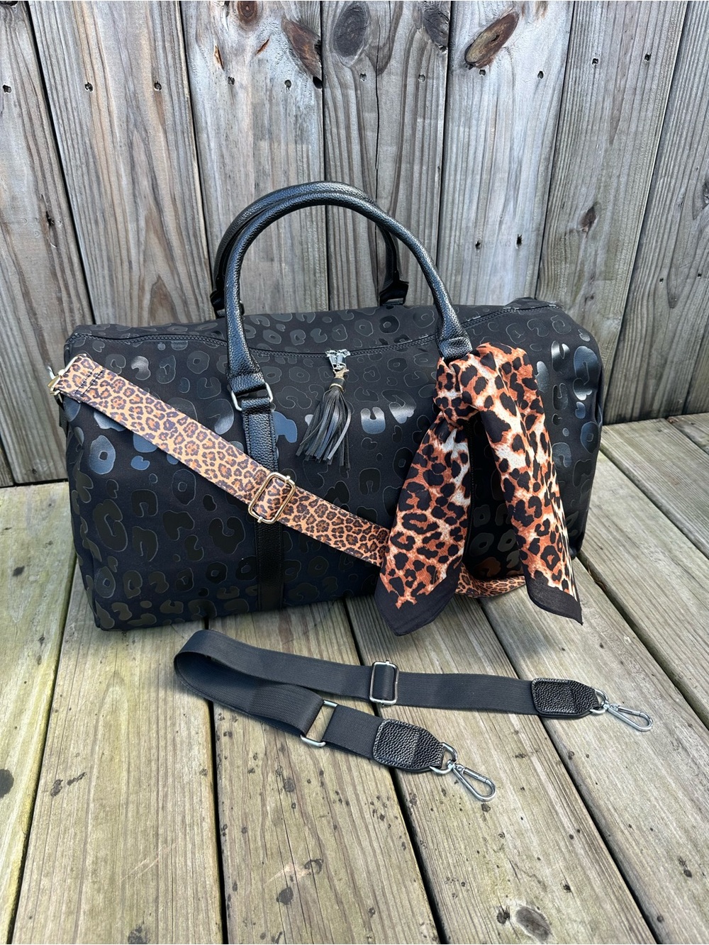 🖤NEW LEOPARD DUFFEL GYM OVERNIGHT TRAVEL WEEKEND BAG🖤